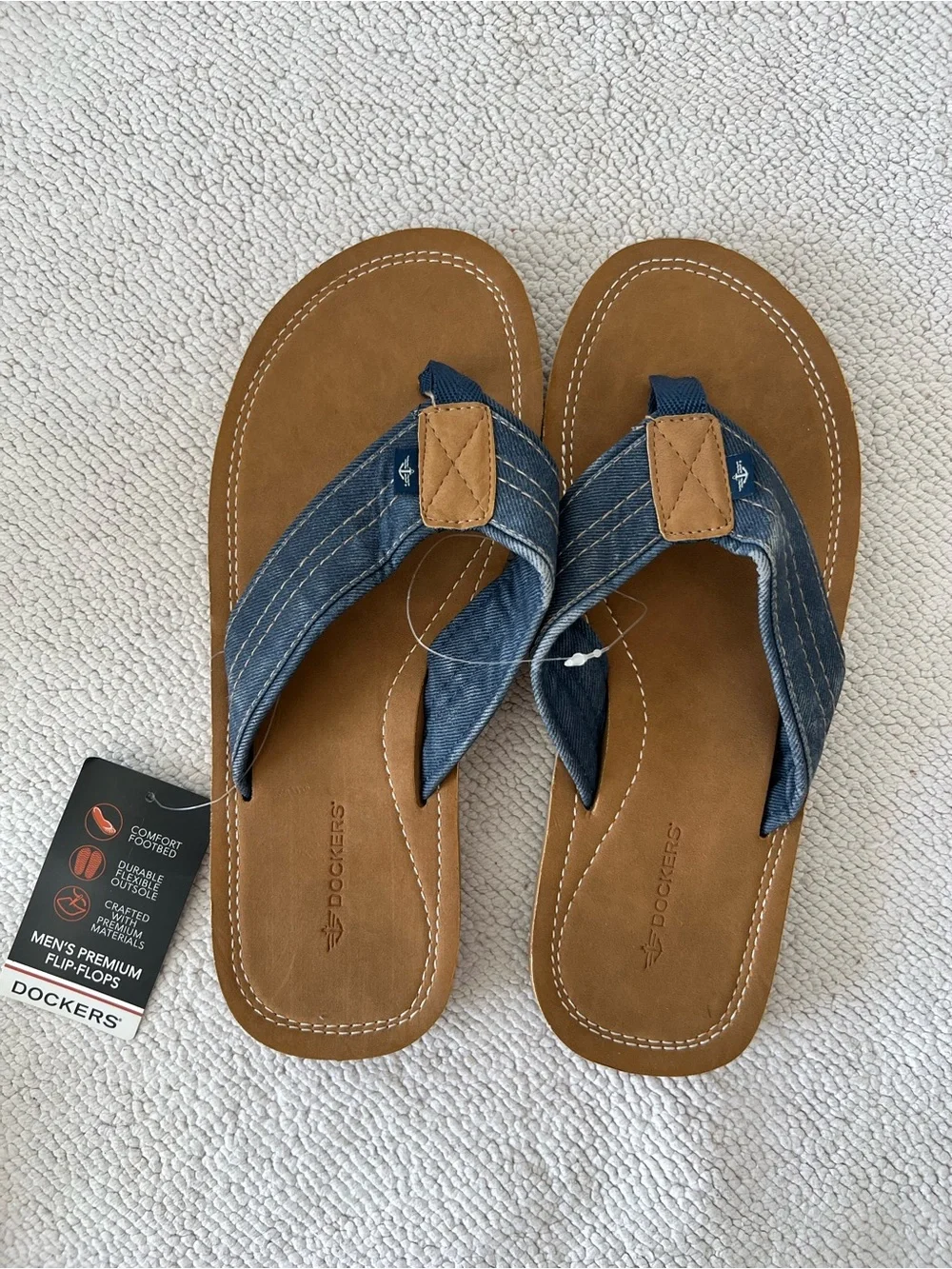 Dockers Men’s Premium Flip-Flops Sandals Blue Denim Size: M 9/10